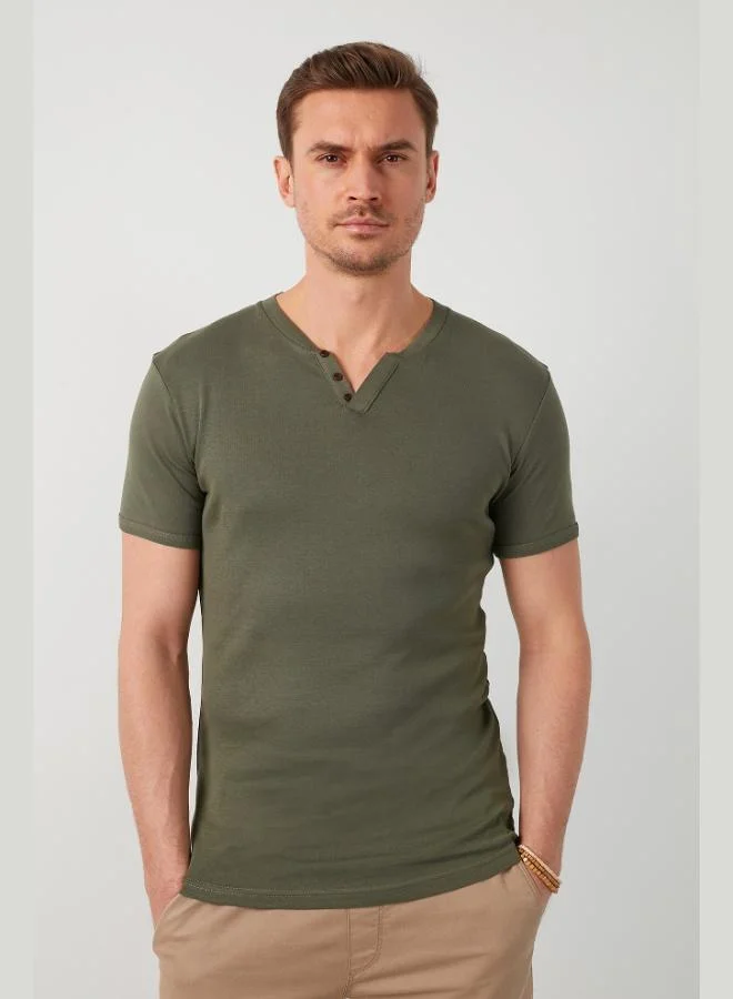 Buratti Buratti Cotton Button Detailed Slim Fit V-Neck 3-Pack T-Shirt Men's T-SHIRT 5902122S3